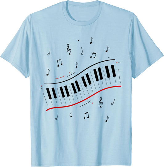 Minimal Piano Beat Keyboard Music Notes Pianist Art Musical T-Shirt - T-Shirt | Light Blue
