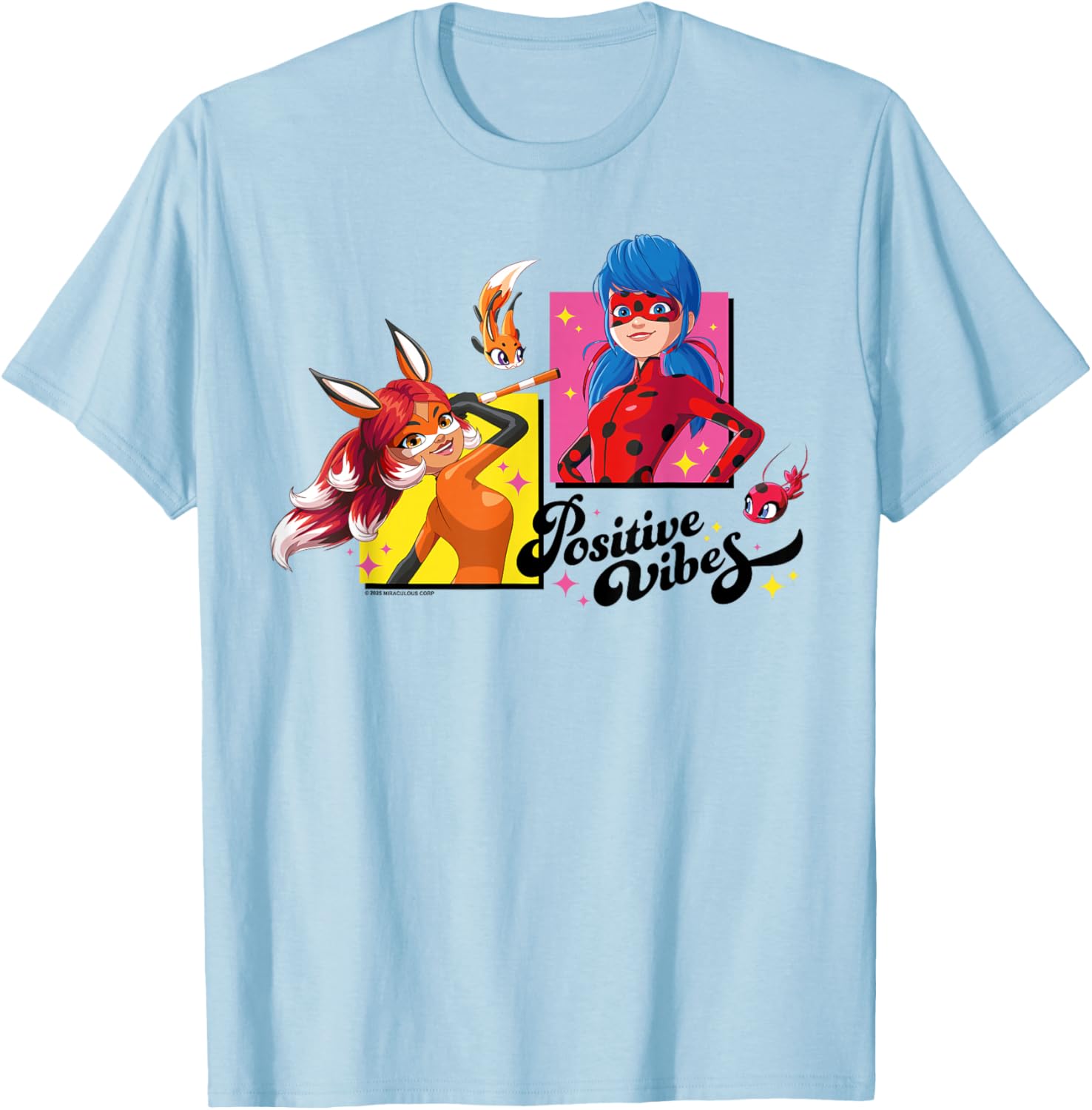 Positive Vibes & Rena Rouge T-Shirt - T-Shirt | Light Blue