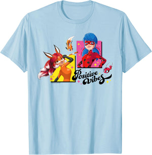 Positive Vibes & Rena Rouge T-Shirt - T-Shirt | Light Blue