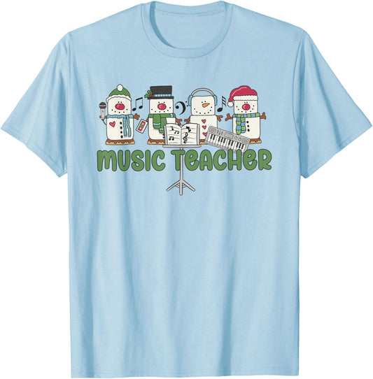 Music Teacher Christmas Holiday Wnter Music Instructor T-Shirt - T-Shirt | Light Blue
