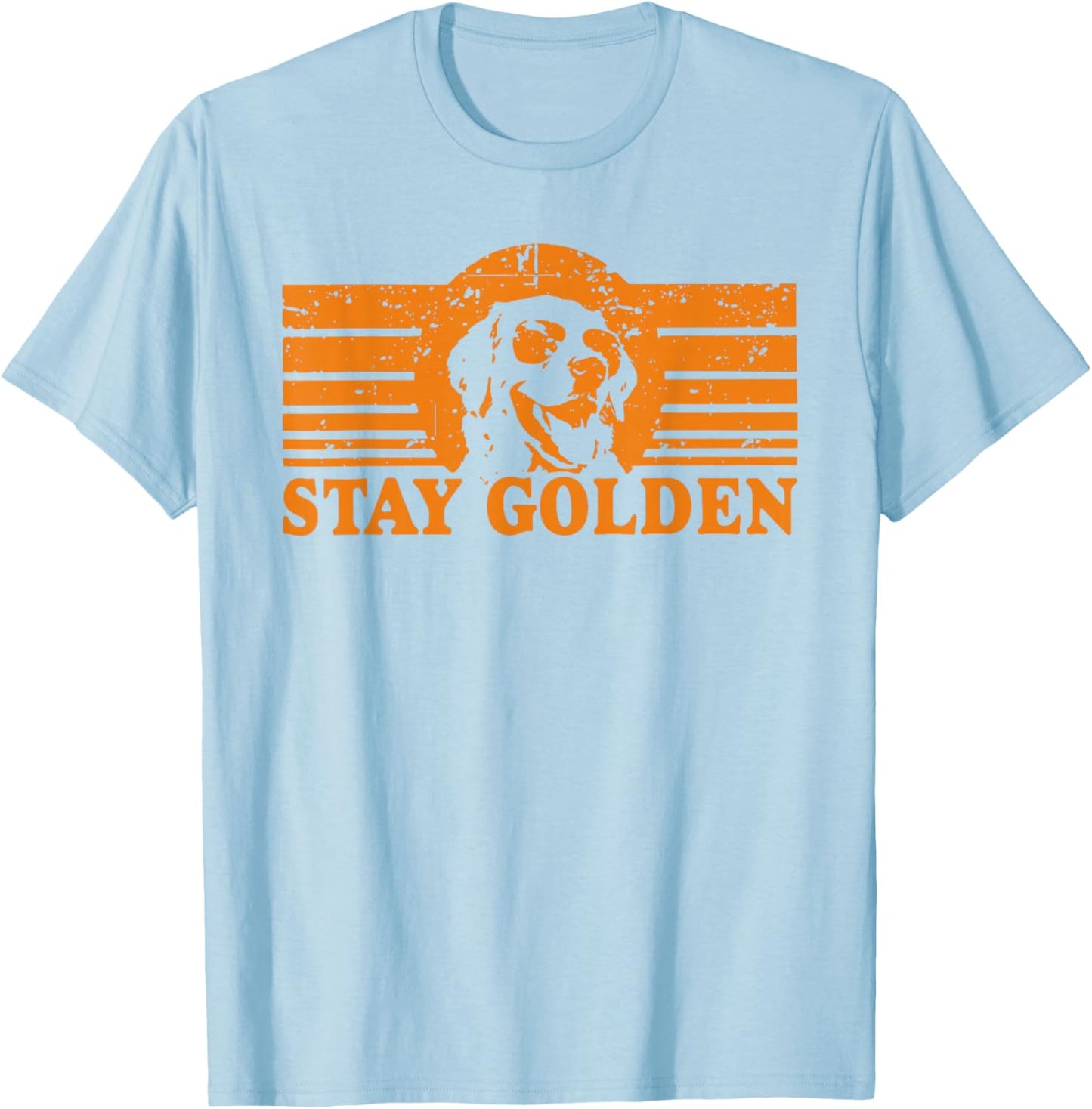 Stay Golden Golden Retriever Retro Sunset Dog Design T-Shirt - T-Shirt | Light Blue