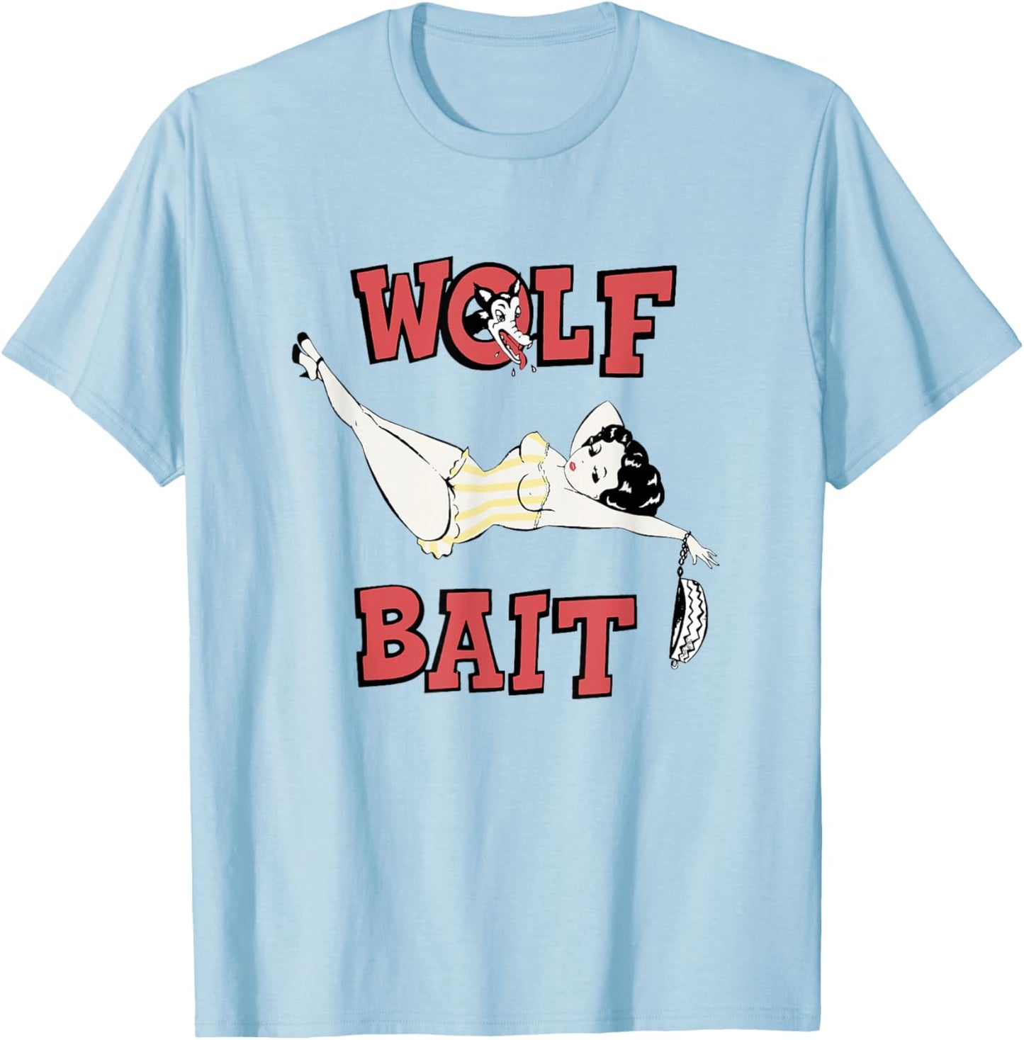 Wolf Bait Retro T-Shirt - T-Shirt | Light Blue