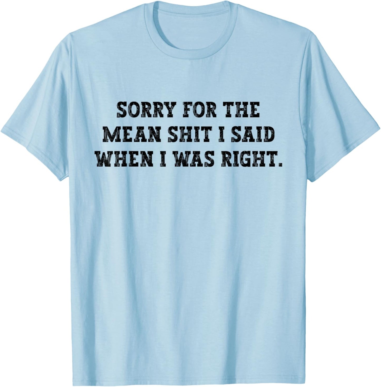 Sorry for The Mean Shit I Said When I was Right Funny Humor T-Shirt - T-Shirt | Light Blue