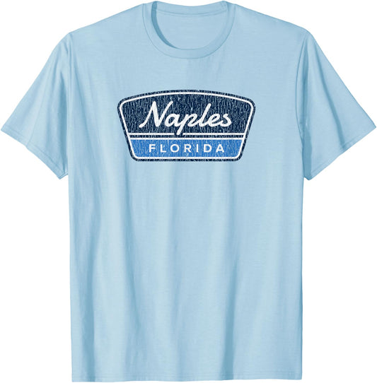 Naples Florida Retro Vintage Souvenir Badge T-Shirt - T-Shirt | Light Blue