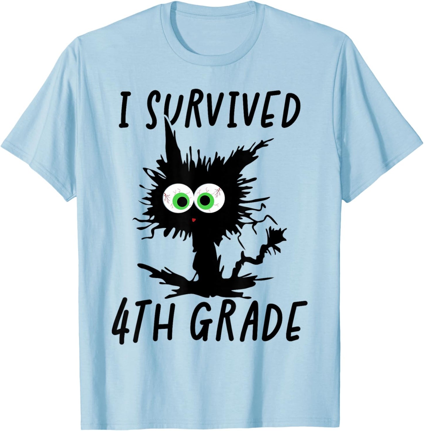 I Survived Fourth Grade Cat T-Shirt - T-Shirt | Light Blue