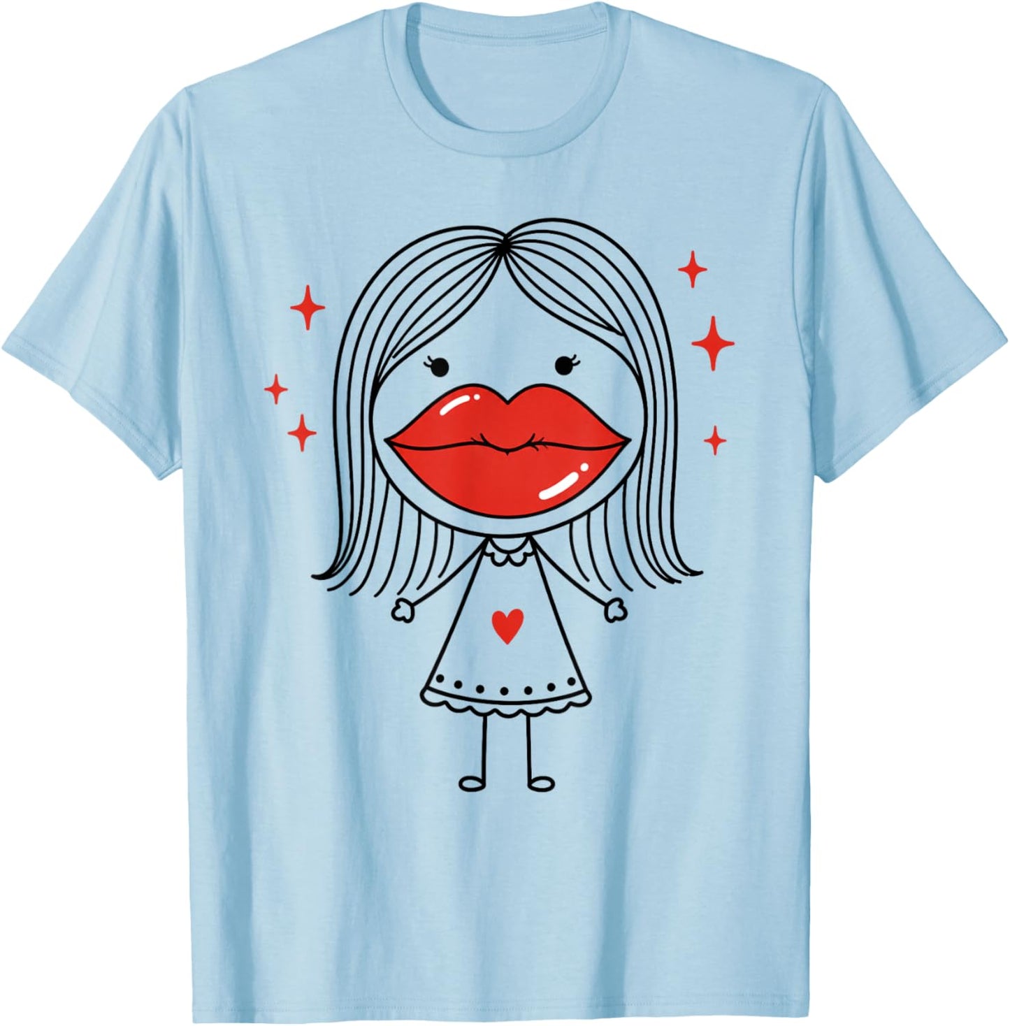 Lip Filler Injection Funny Sarcastic Beauty Glam Girl Red T-Shirt - T-Shirt | Light Blue