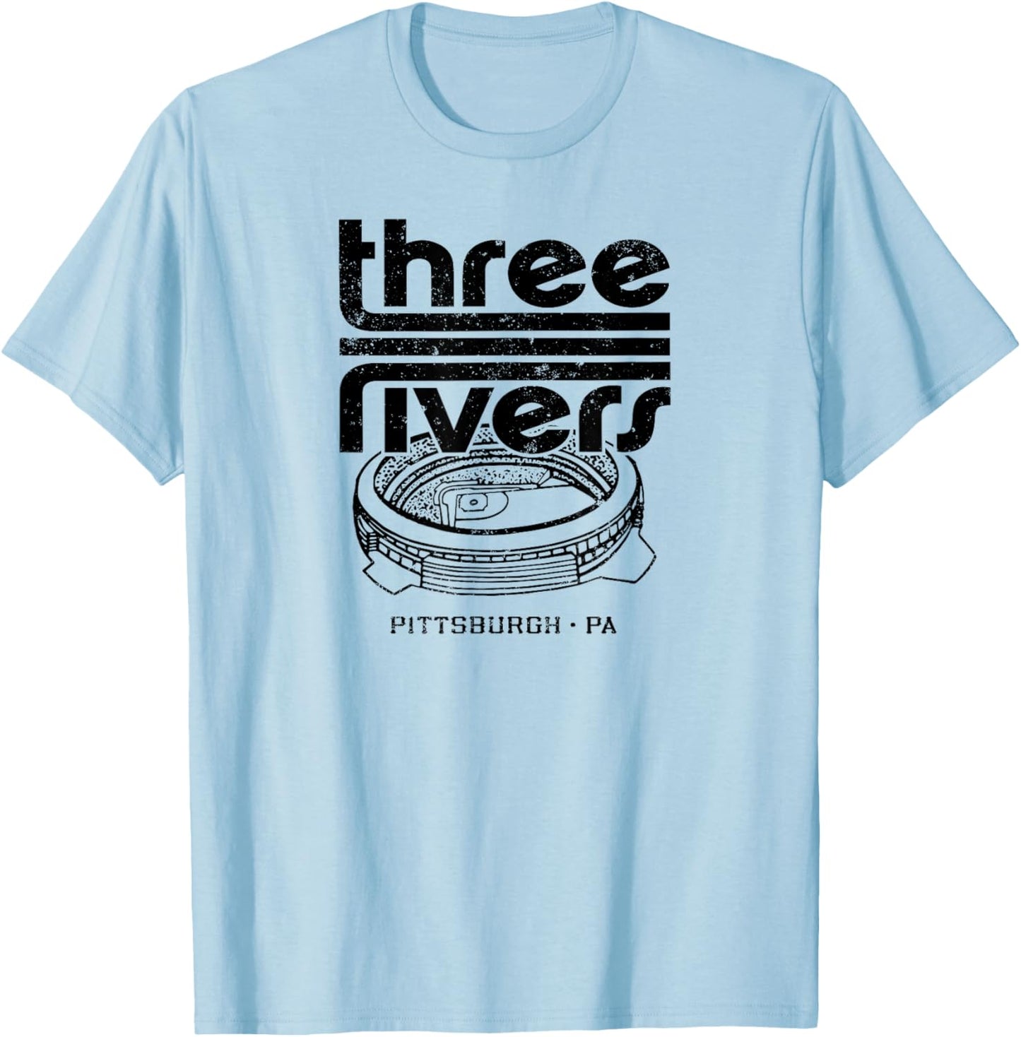 Three Rivers Stadium Pittsburgh PA Vintage 70s Sports T-Shirt - T-Shirt | Light Blue