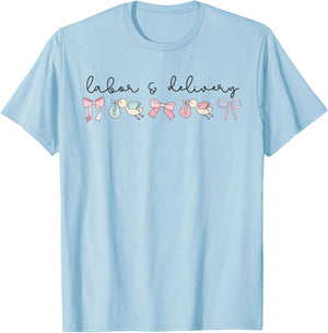 Coquette Labor and Delivery Nurse Grad Baby Ob RN Nursery T-Shirt - T-Shirt | Light Blue