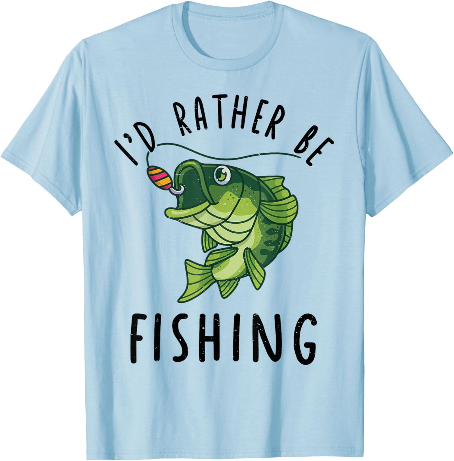 Youth Id Rather Be Bass Fishing-Shirt Kids Boy Funny Toddler T-Shirt - T-Shirt | Light Blue