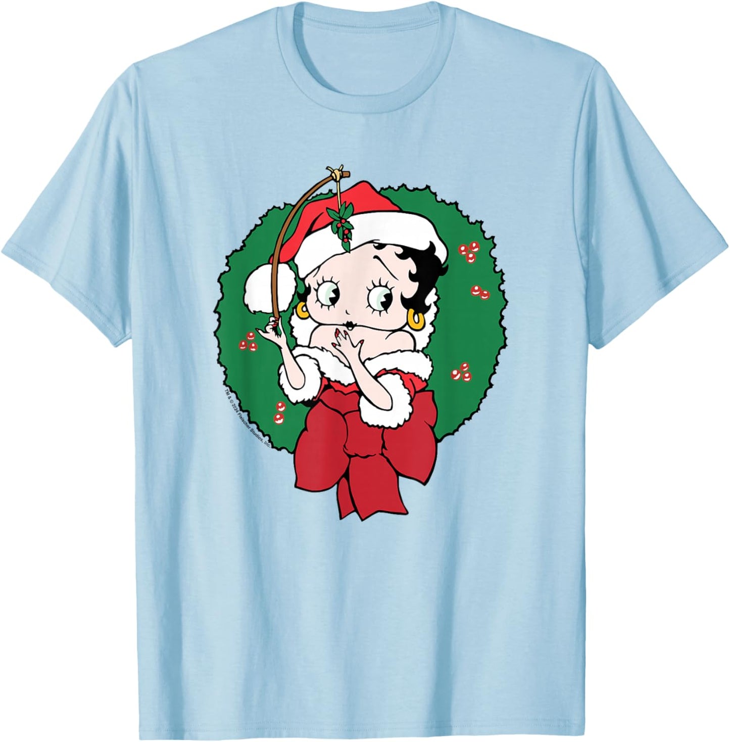 Betty Boop Christmas Wreath T-Shirt - T-Shirt | Light Blue