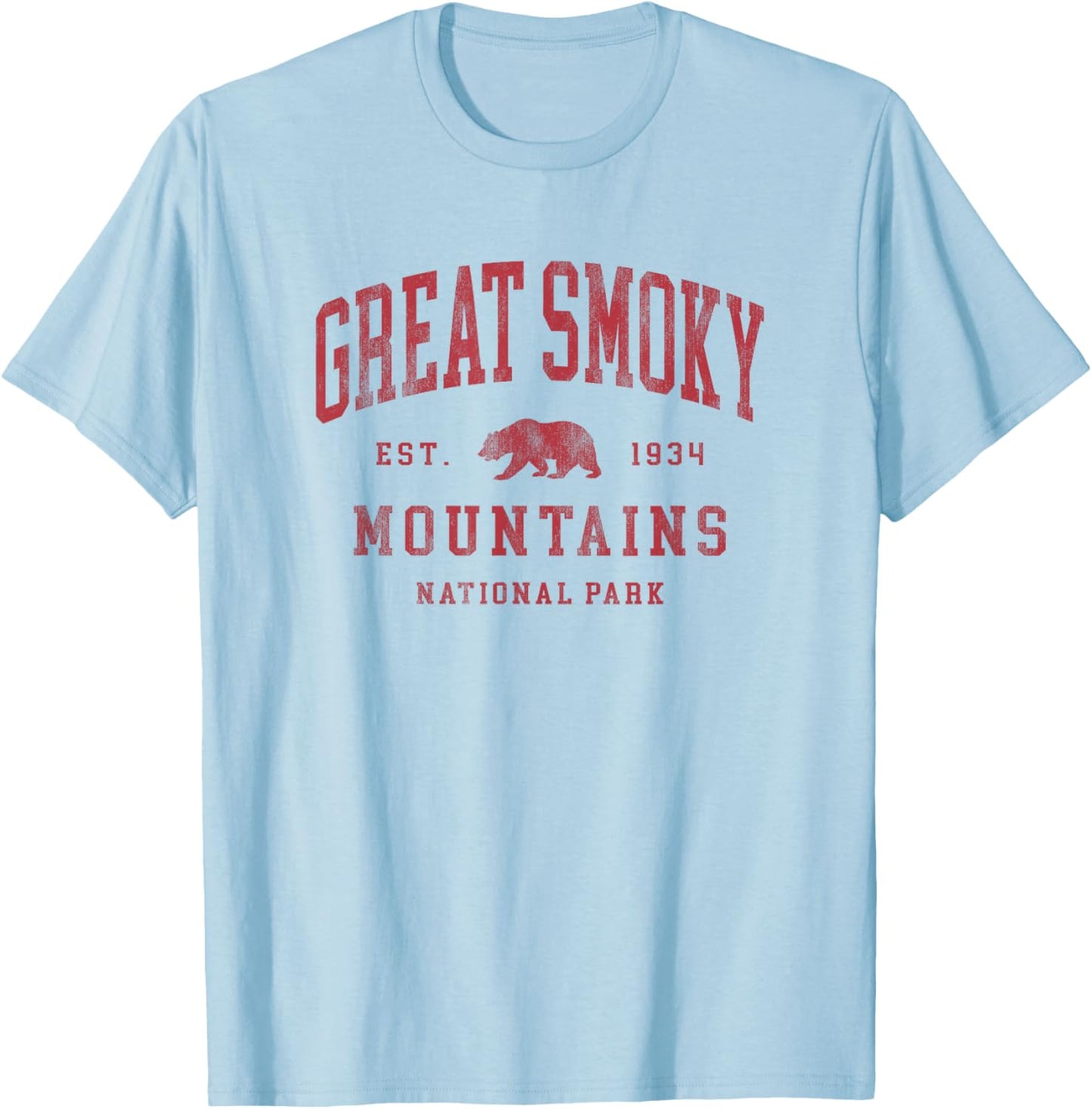 Retro Great Smoky Mountains National Park Hiking T-Shirt - T-Shirt | Light Blue