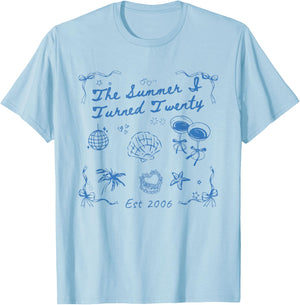 Summer I Turned Twenty 20th Birthday Seashell Coastal Beach T-Shirt - T-Shirt | Light Blue