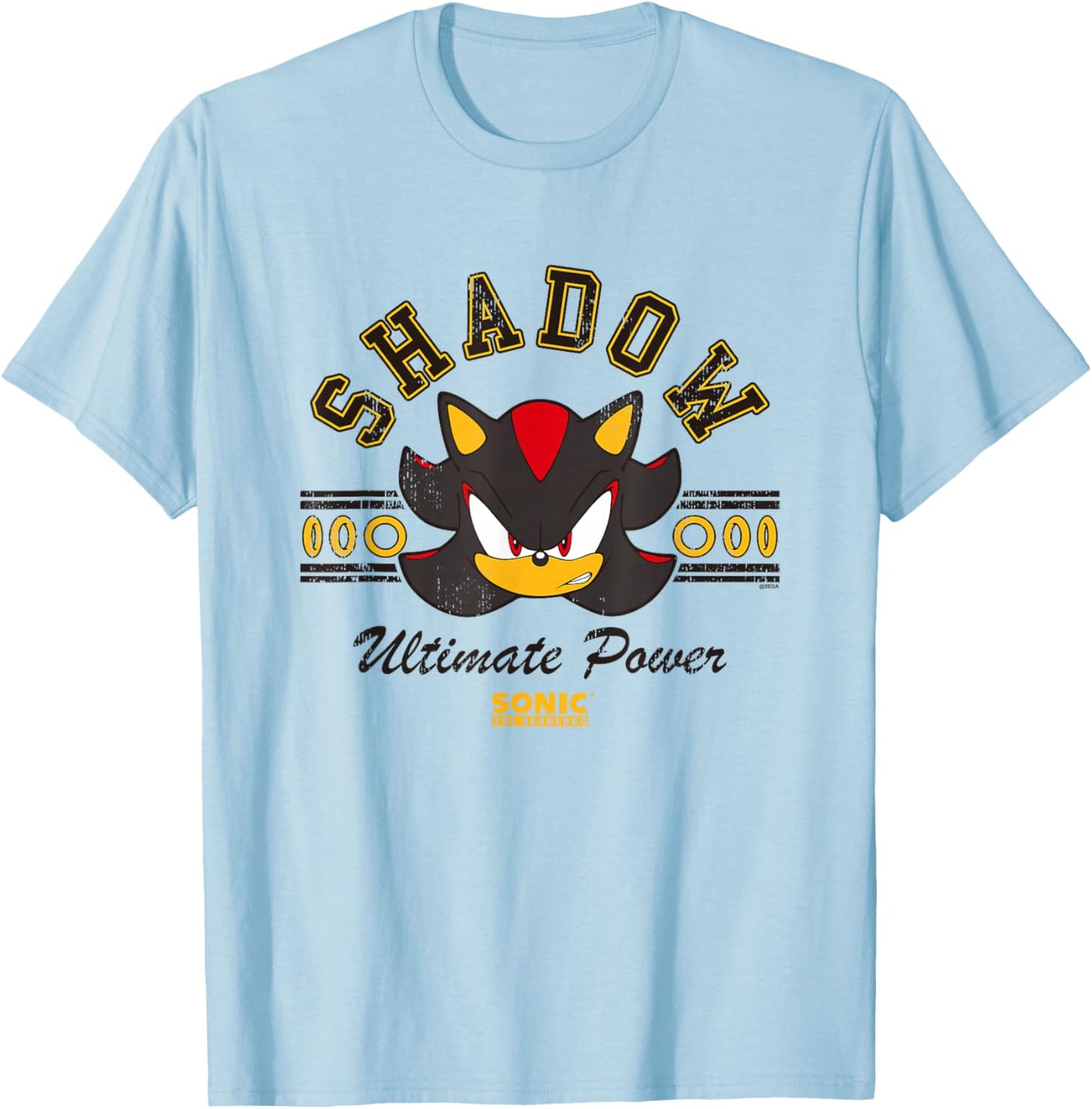 Sonic The Hedgehog Shadow Ultimate Power Vintage Logo T-Shirt - T-Shirt | Light Blue