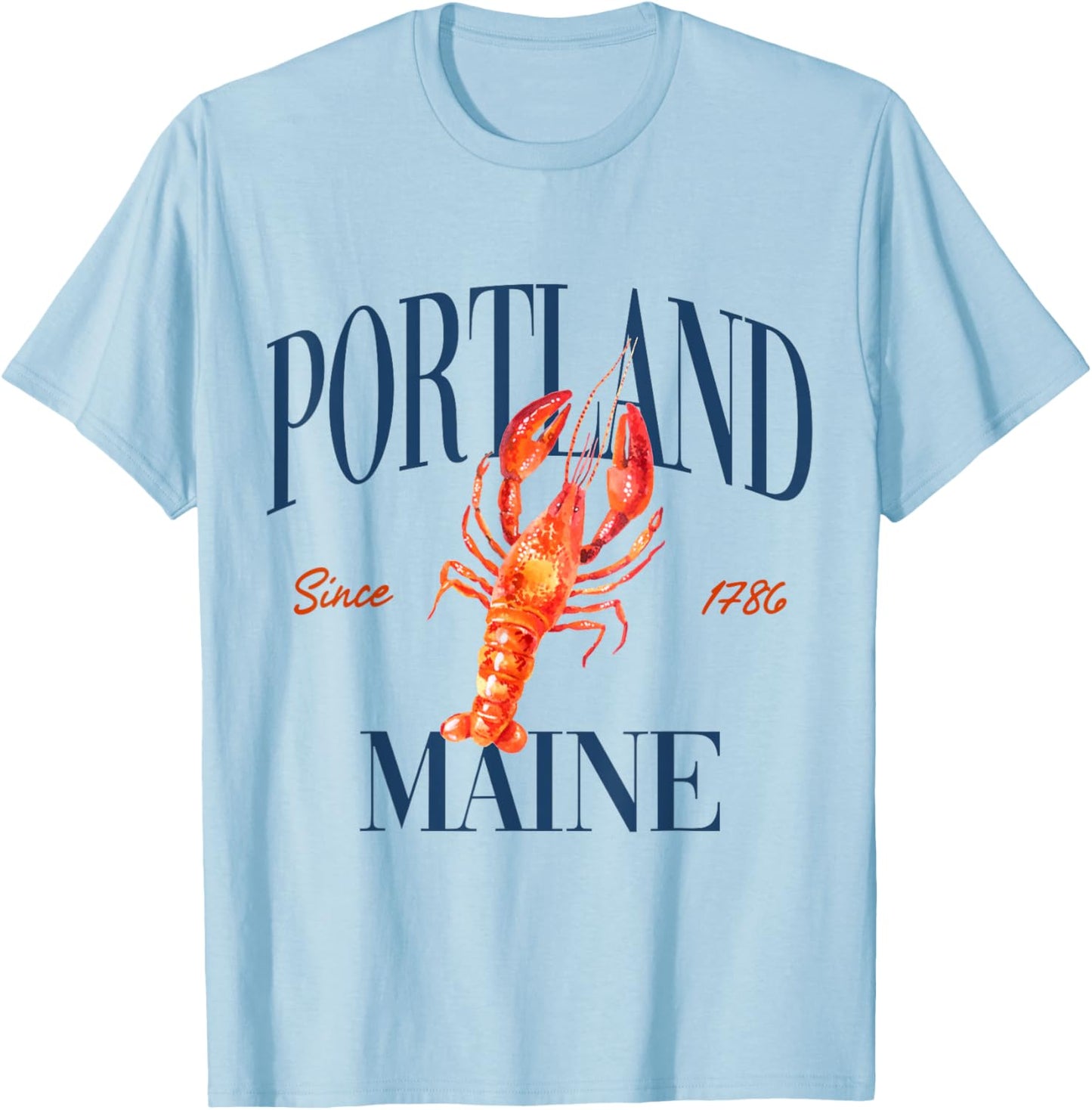 Portland Maine Est. 1786 - Old Money, Aesthetic, Classic T-Shirt - T-Shirt | Light Blue