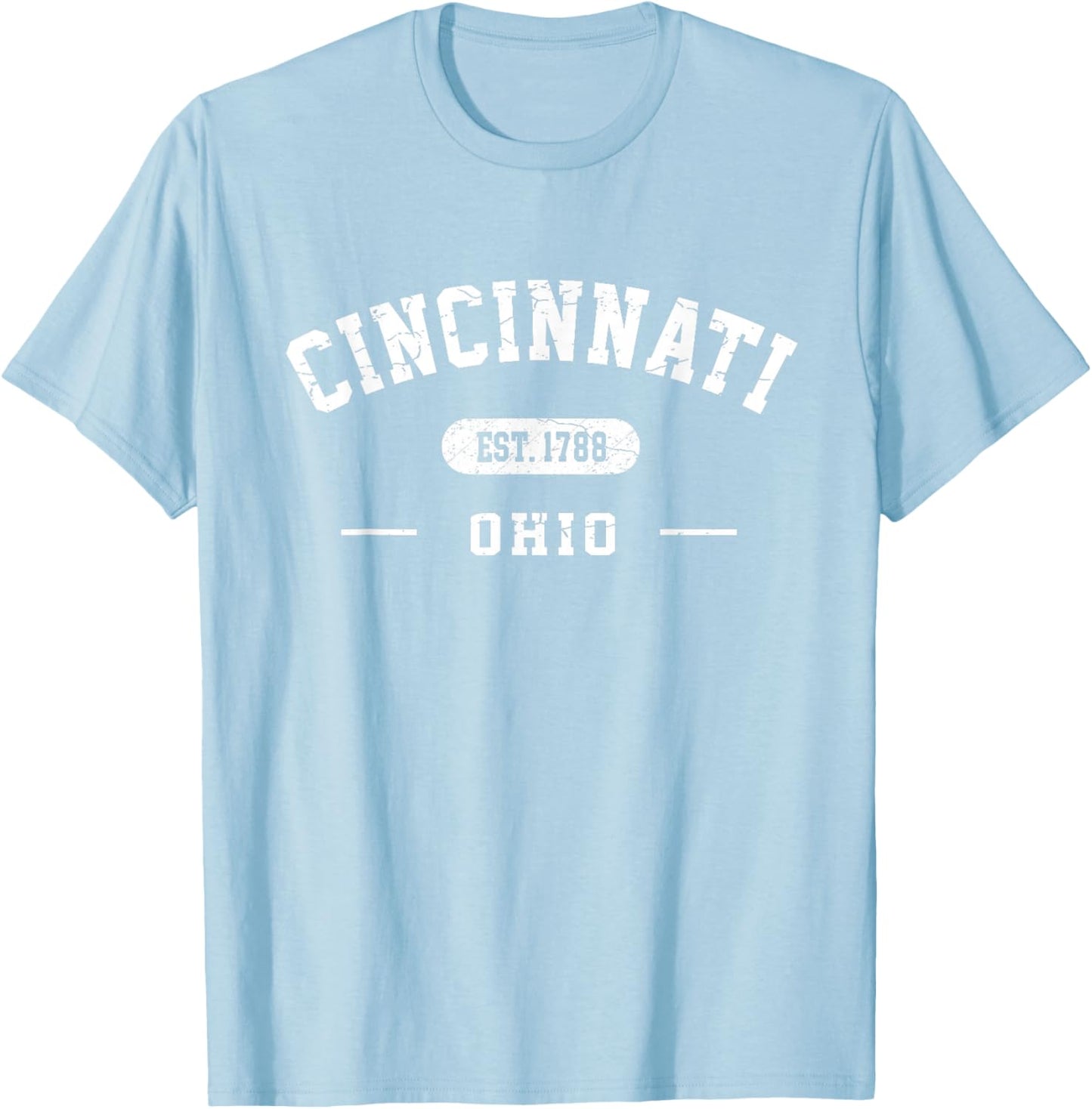 Cincinnati Ohio Est 1788 Vintage Retro Athletic Style T-Shirt - T-Shirt | Light Blue