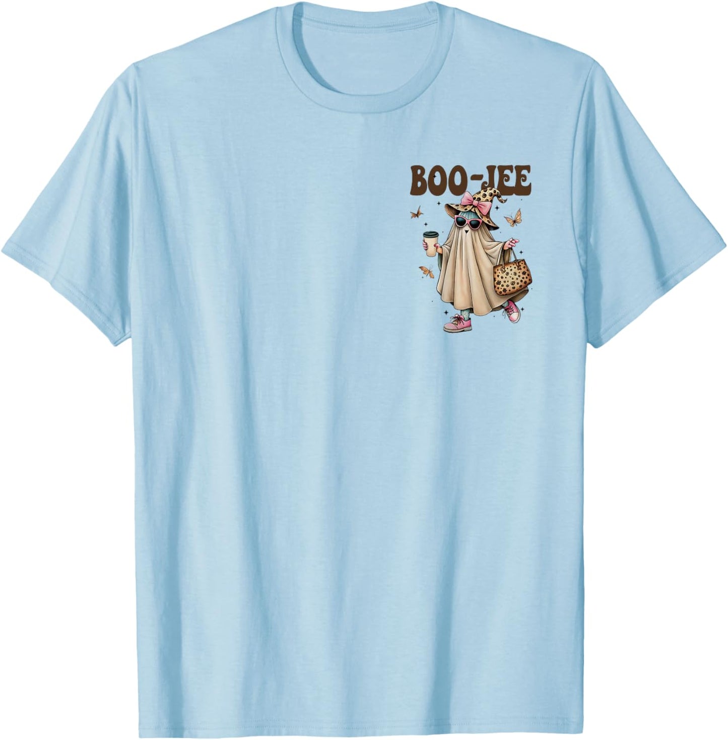 (2 Sides) Boo-JEE I Put The Boo in Boujee Halloween Ghost T-Shirt - T-Shirt | Light Blue