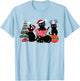 Meowy Christmas Black Cats Play Christmas Tree Lights Cats T-Shirt - T-Shirt | Light Blue
