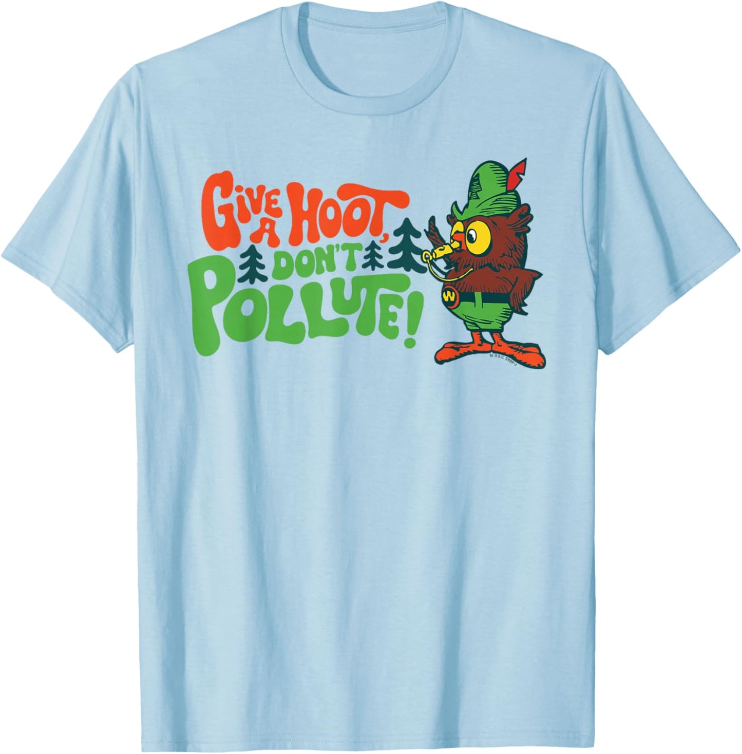 Woodsy Owl Give A Hoot Don't Pollute Classic Conservation T-Shirt - T-Shirt | Light Blue