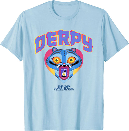 KPop Demon Hunters Derpy Collegic Offiziell lizenziert T-Shirt - T-Shirt | Light Blue