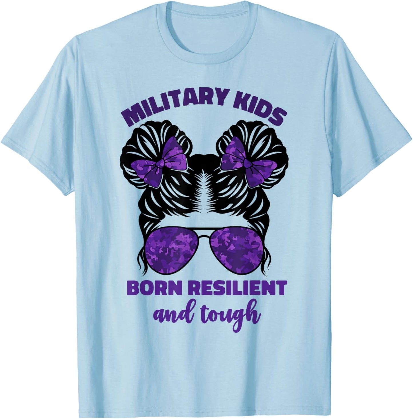 Purple Up For Military Kids Girls Month Of Military Child T-Shirt - T-Shirt | Light Blue