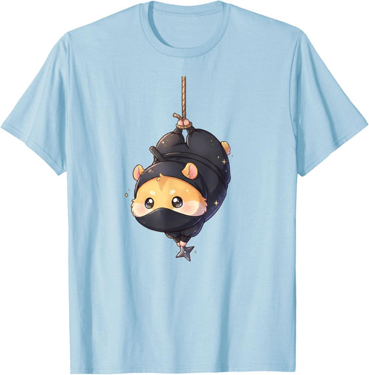 Cute Ninja Hamster Kawaii Chibi Anime Shinobi Pet Art T-Shirt - T-Shirt | Light Blue