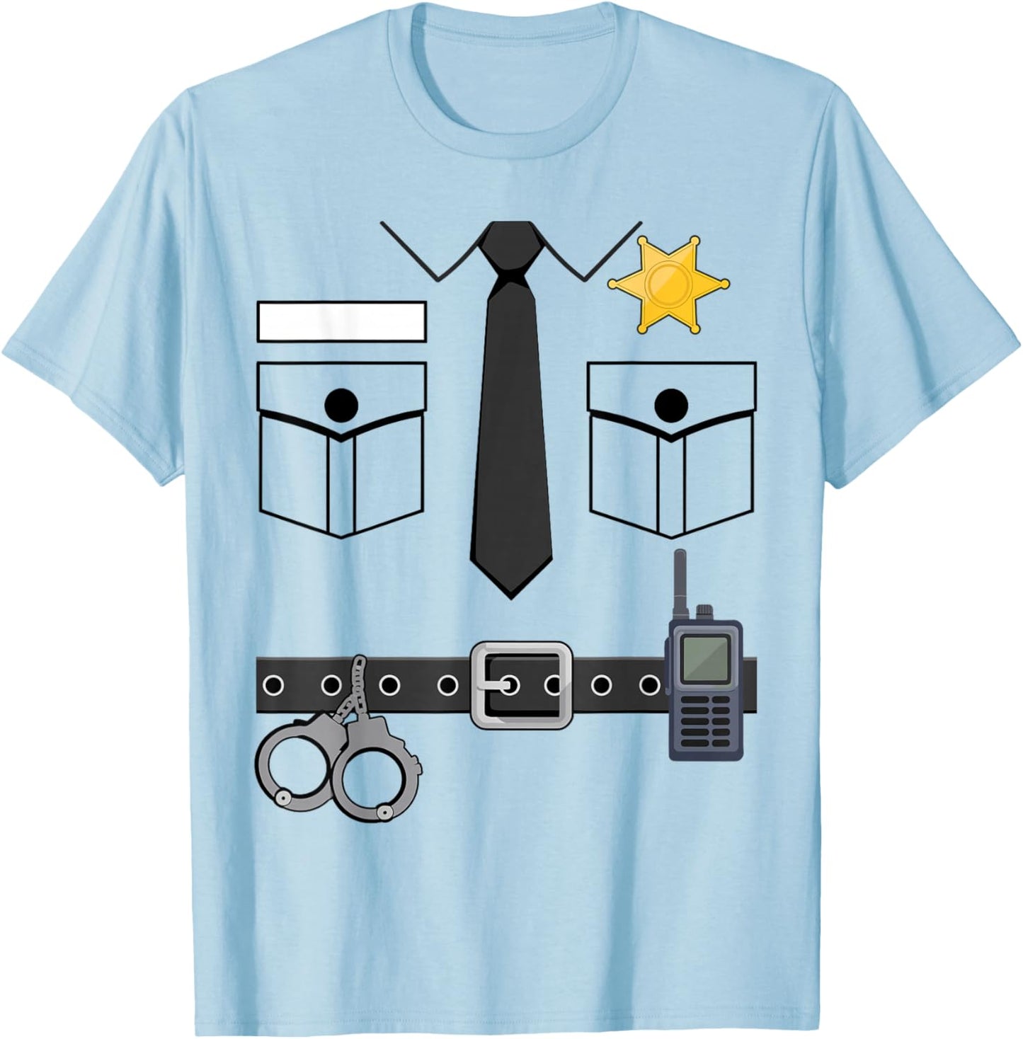 Police Costume Policeman Carnival Fancy Dress T-Shirt - T-Shirt | Light Blue