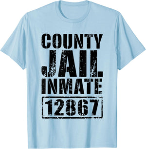 County Jail Inmate Shirt Men Women Kids Prisoner Costume T-Shirt - T-Shirt | Light Blue