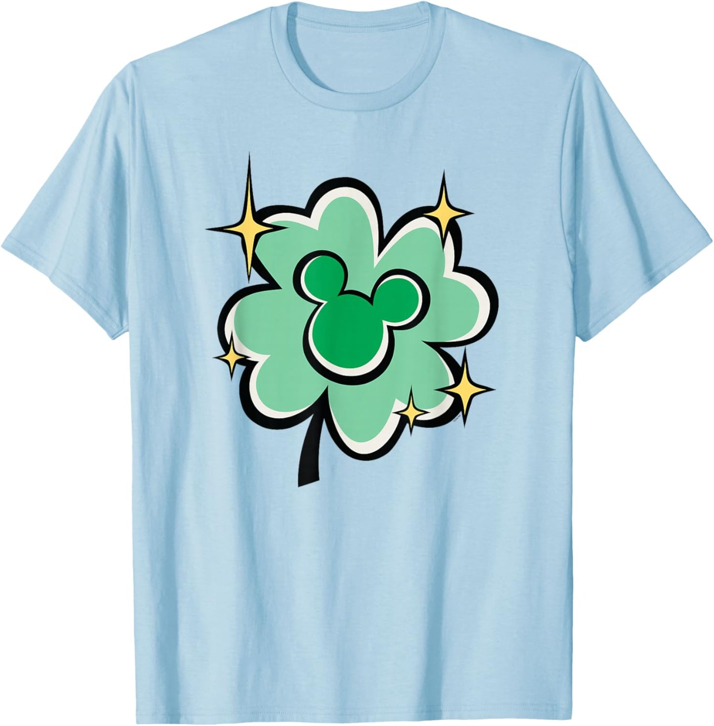 Disney St. Patrick's Day Mickey Mouse Lucky Four-Leaf Clover T-Shirt - T-Shirt | Light Blue
