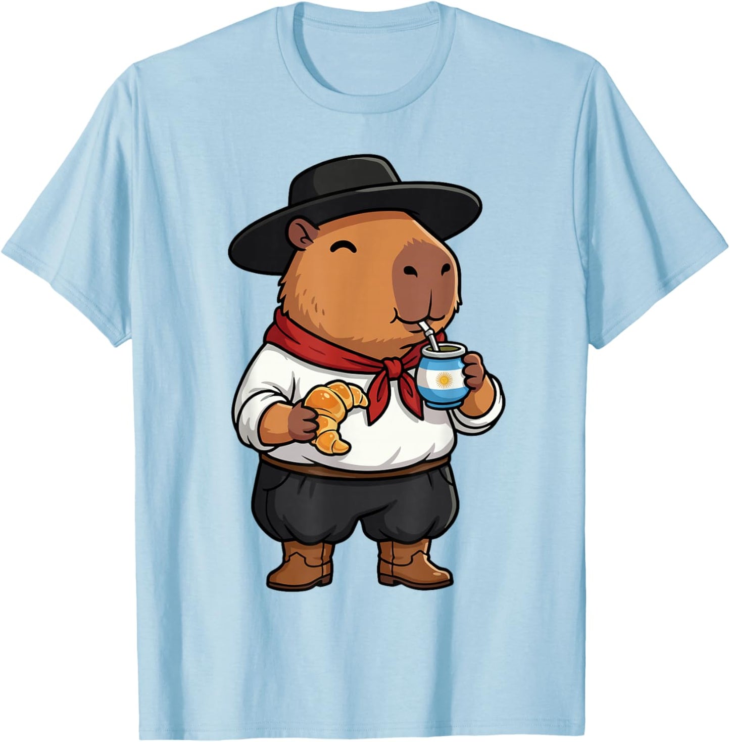 Argentinian Capybara Yerba Mate Argentine Gaucho Capibara T-Shirt - T-Shirt | Light Blue