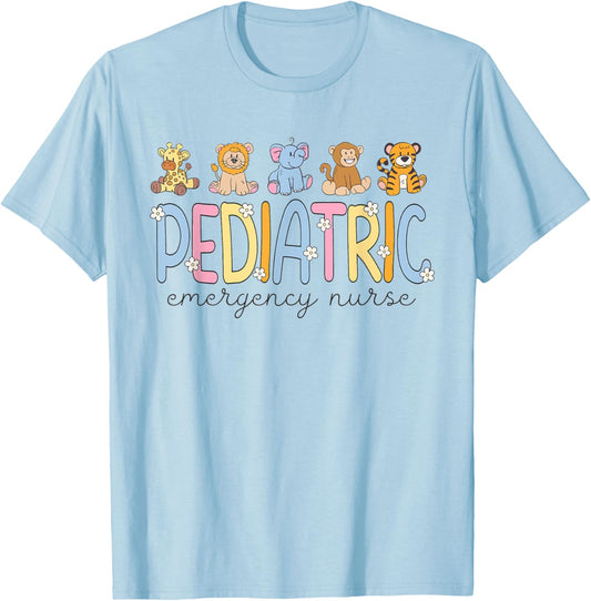 Pediatric Emergency Nurse Stuffed Animal PEDS ER Work T-Shirt - T-Shirt | Light Blue