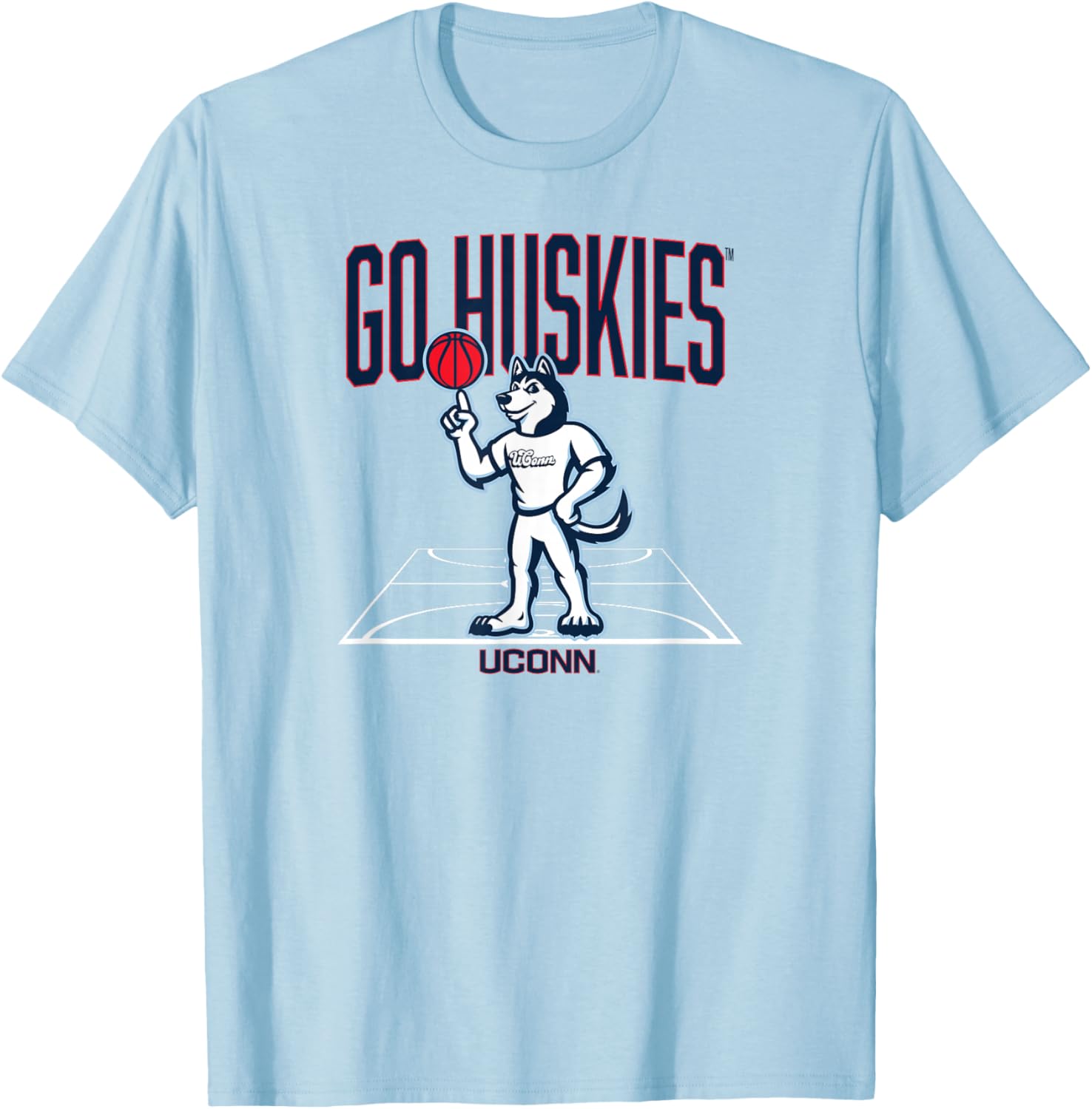 UConn Basketball: Mascot Court T-Shirt - T-Shirt | Light Blue