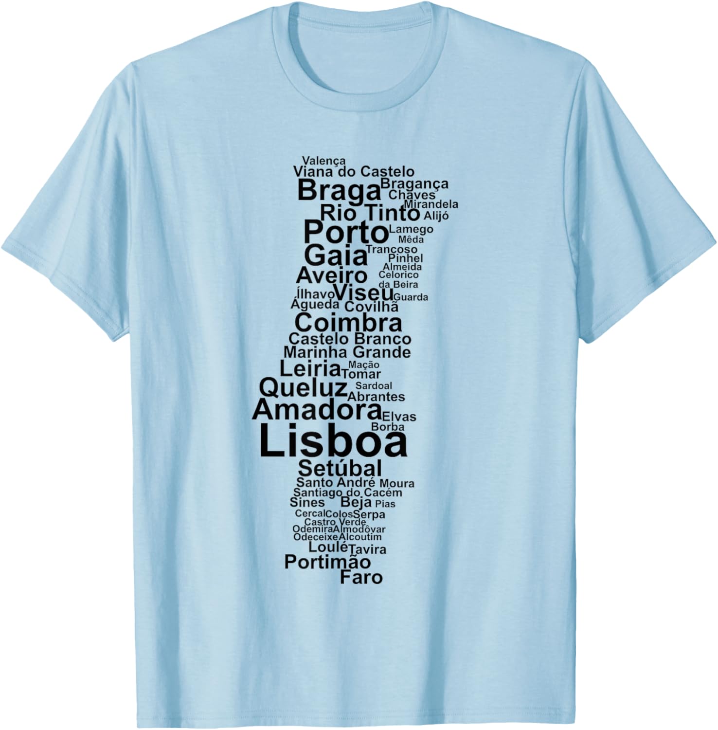 Portugal Towns, Portugal Outline, Portugal Travel, Portugal T-Shirt - T-Shirt | Light Blue