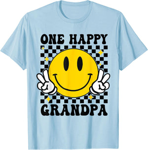 One Happy Dude Grandpa happy face 1st Birthday Family T-Shirt - T-Shirt | Light Blue