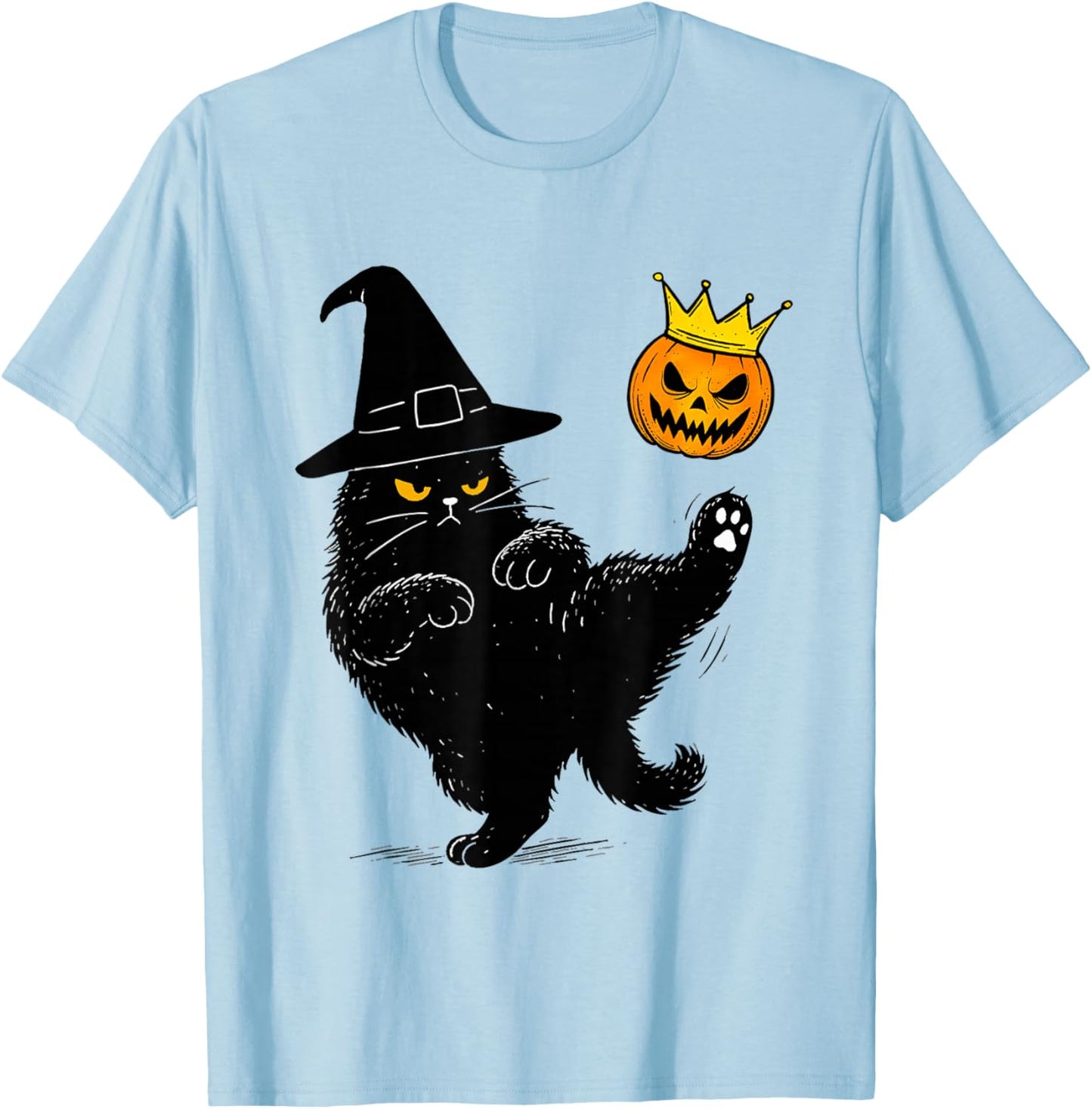 No Kings Halloween Cat T-Shirt - T-Shirt | Light Blue