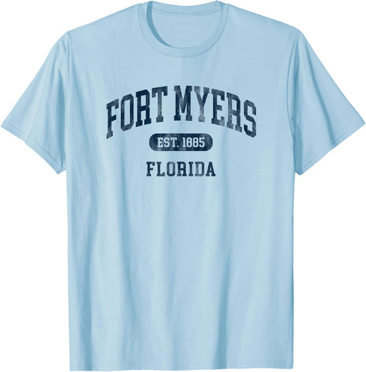 Vintage Fort Myers Florida Retro Preppy Throwback T-Shirt - T-Shirt | Light Blue