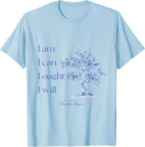 Charlotte Mason Home School Blue Toile Tree Design T-Shirt - T-Shirt | Light Blue