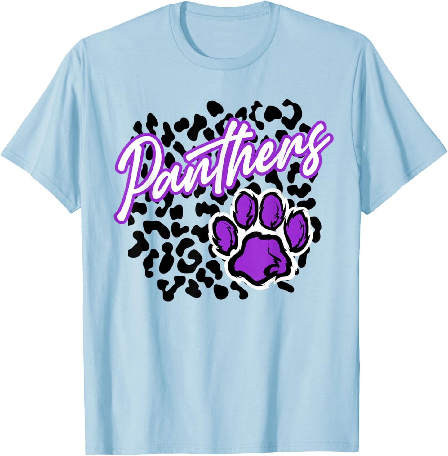 Panthers Leopard Print Paw Purple Panther Pride School T-Shirt - T-Shirt | Light Blue