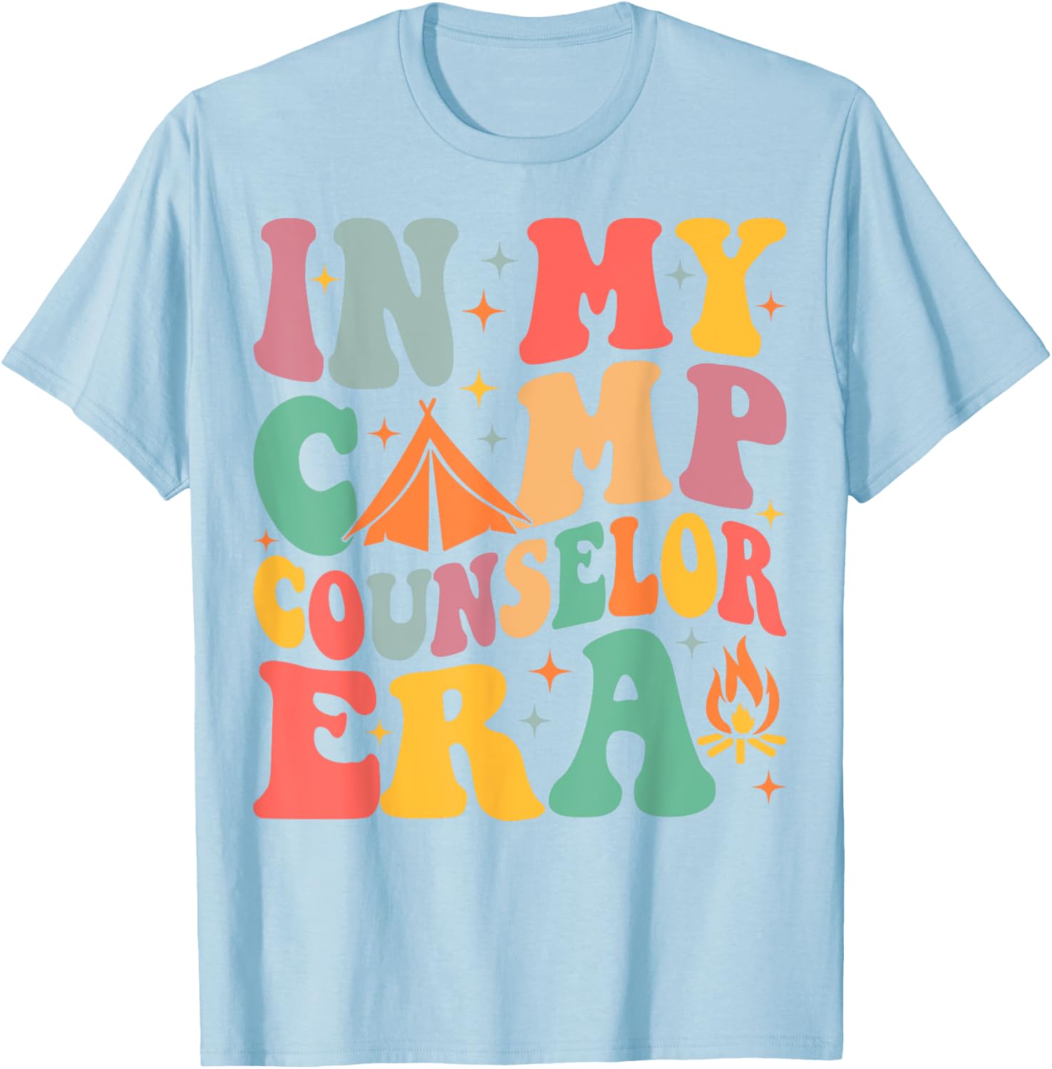 In My Camp Counselor Era Groovy Summer Camp Counselor T-Shirt - T-Shirt | Light Blue