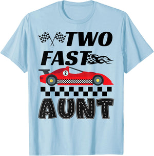 Two Fast Aunt of The Birthday Boy Racing Car Family T-Shirt - T-Shirt | Light Blue