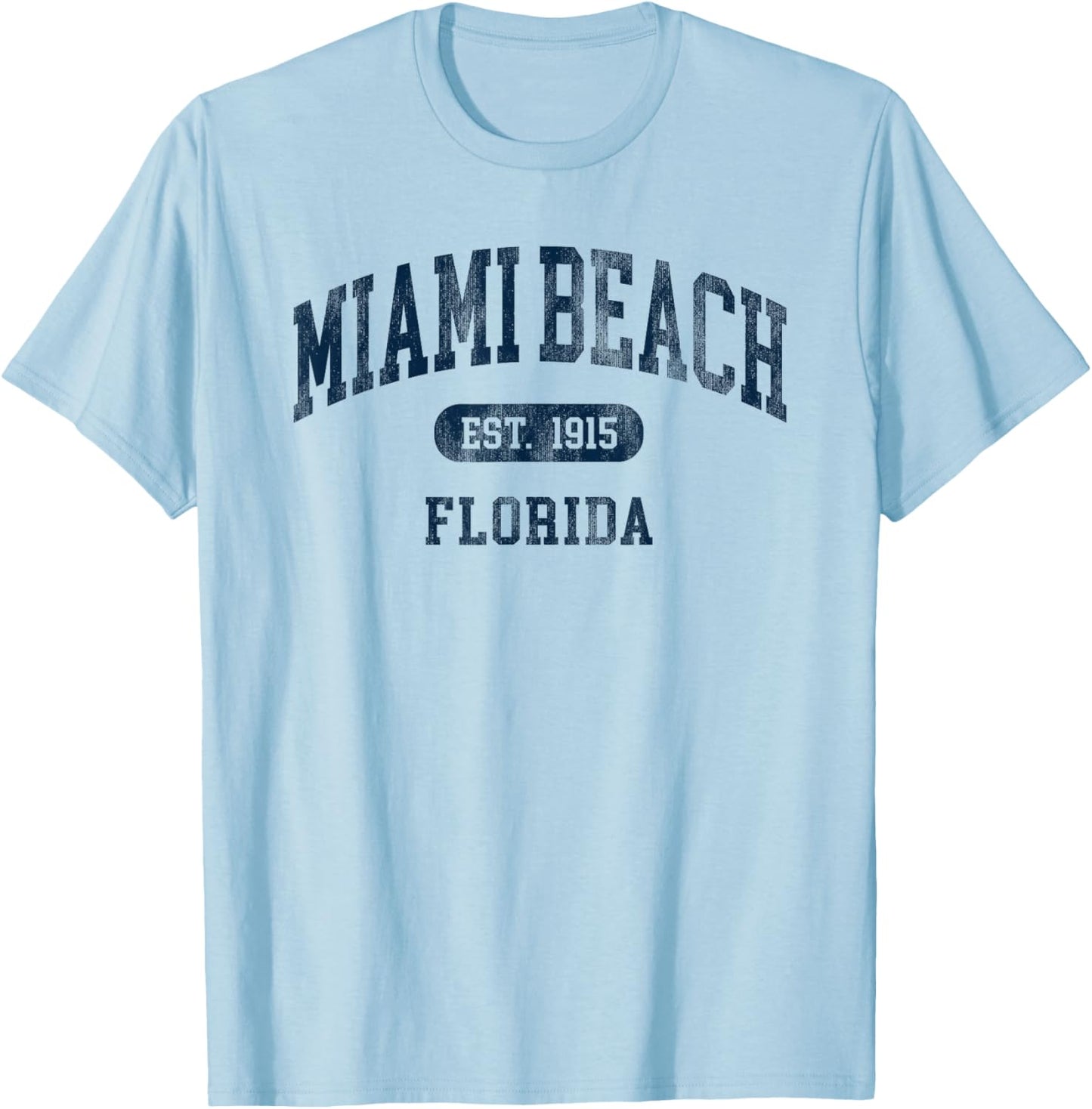 Miami Beach Florida Retro Preppy Throwback Vacation Souvenir T-Shirt - T-Shirt | Light Blue