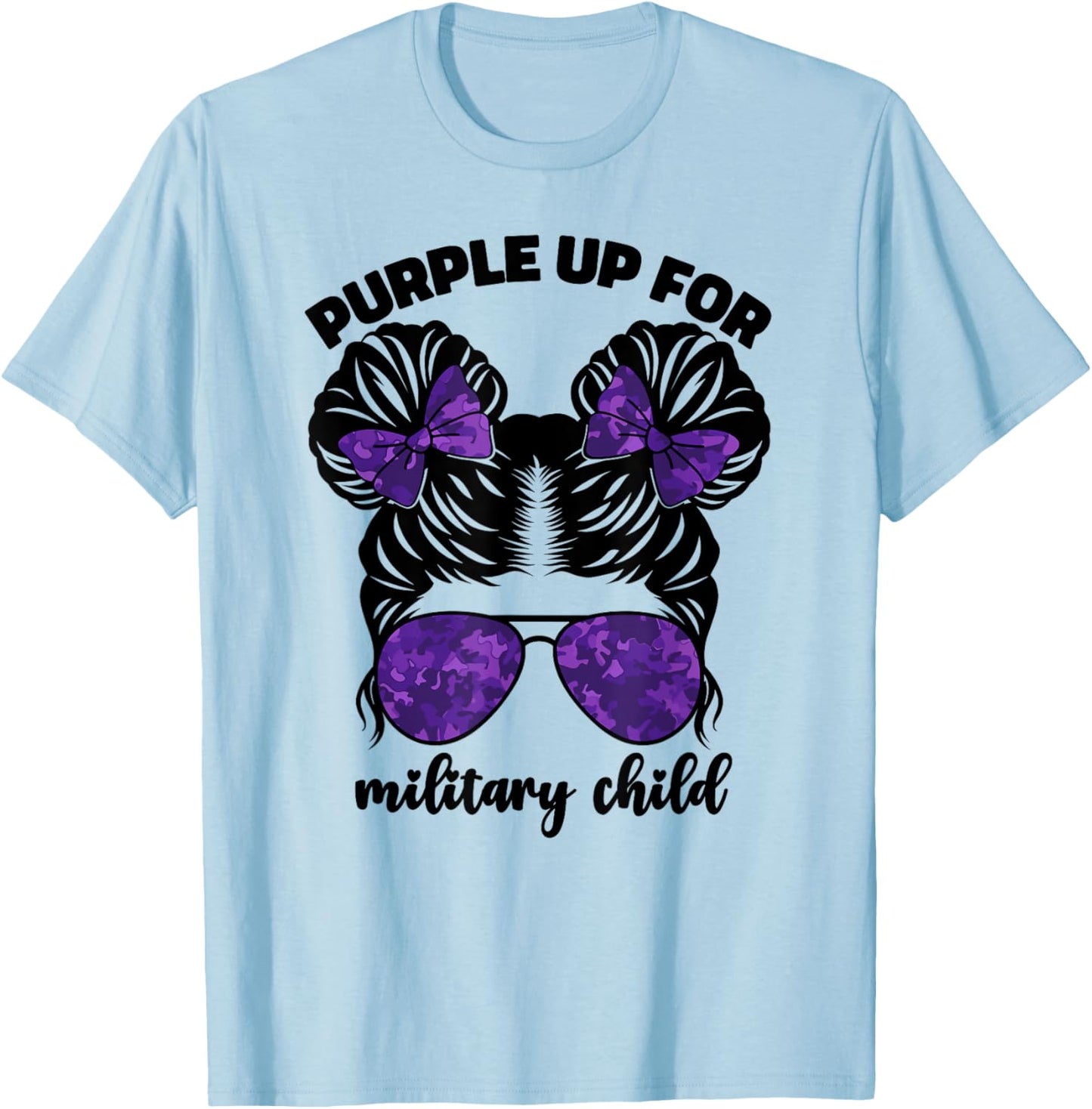 Purple Up For Military Kids Girls Month Of Military Child T-Shirt - T-Shirt | Light Blue