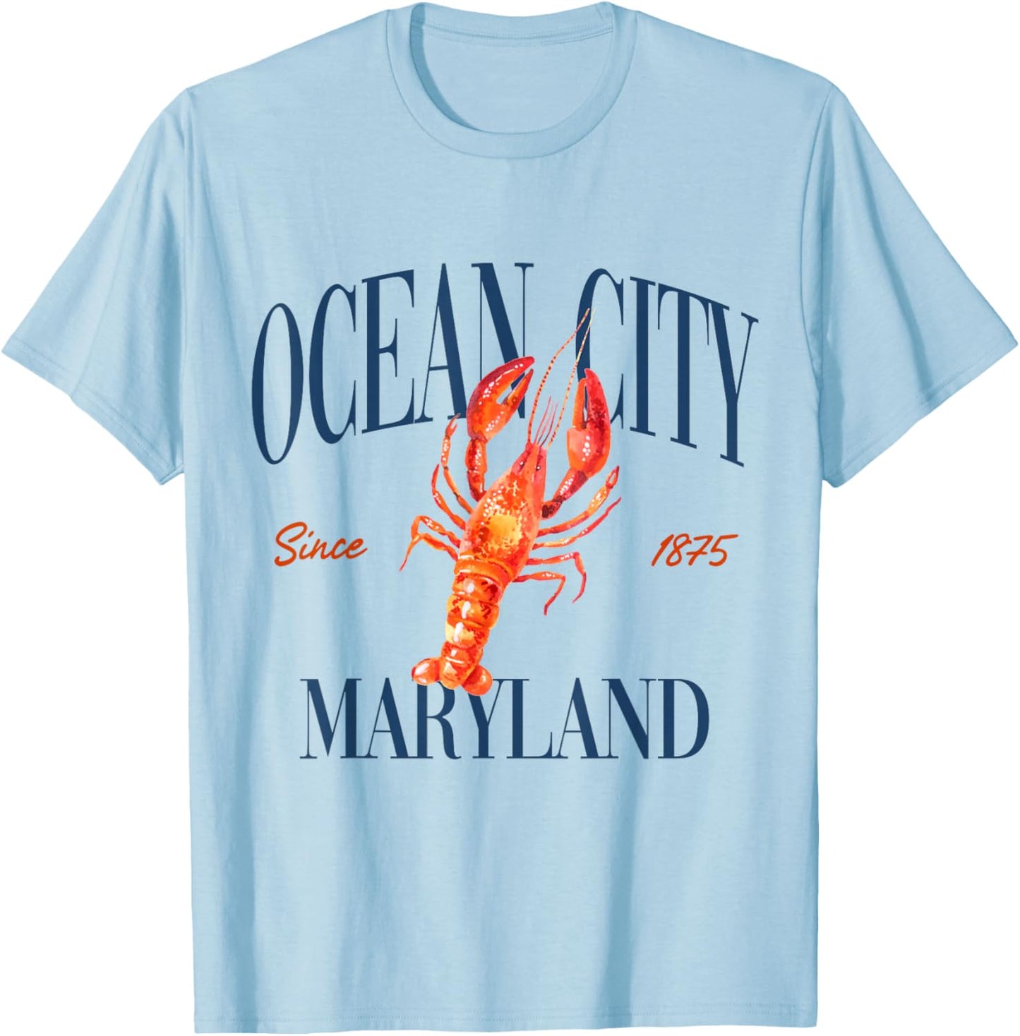 Ocean City Maryland Est. 1875 - Old Money, Aesthetic T-Shirt - T-Shirt | Light Blue