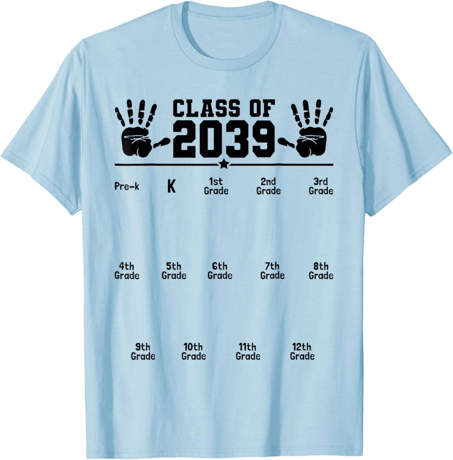 Class of 2039 Grow with Me First Day of School Graduation T-Shirt - T-Shirt | Light Blue