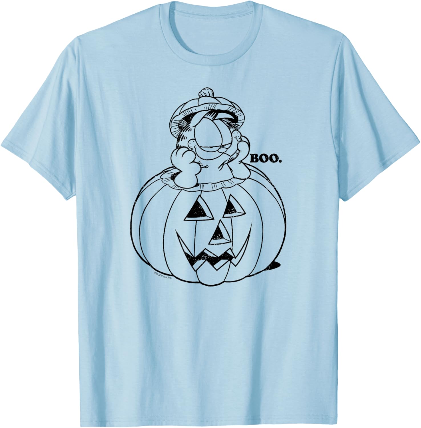 Garfield - Boo Halloween Jack O' Lantern Pumpkin T-Shirt - T-Shirt | Light Blue