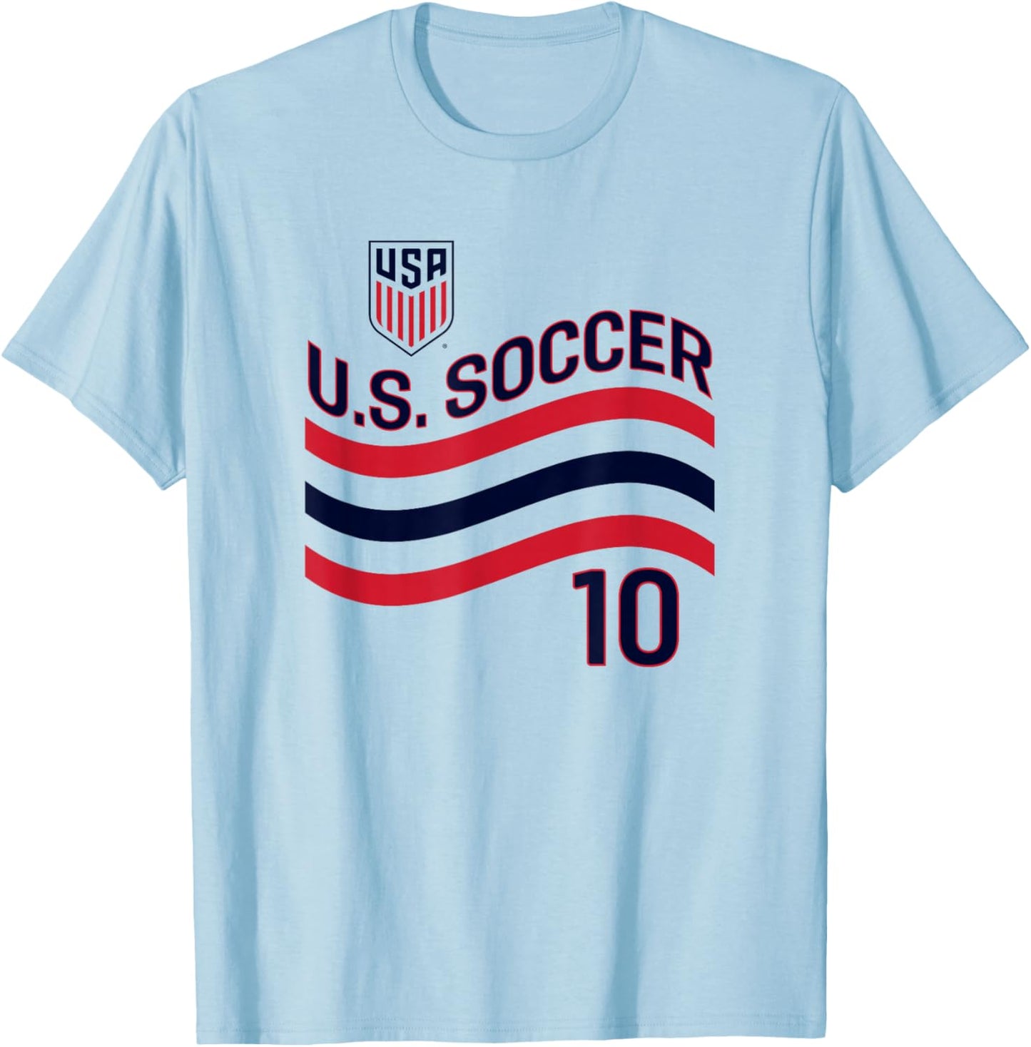 Christian Pulisic 10 White USMNT Officially Licensed T-Shirt - T-Shirt | Light Blue