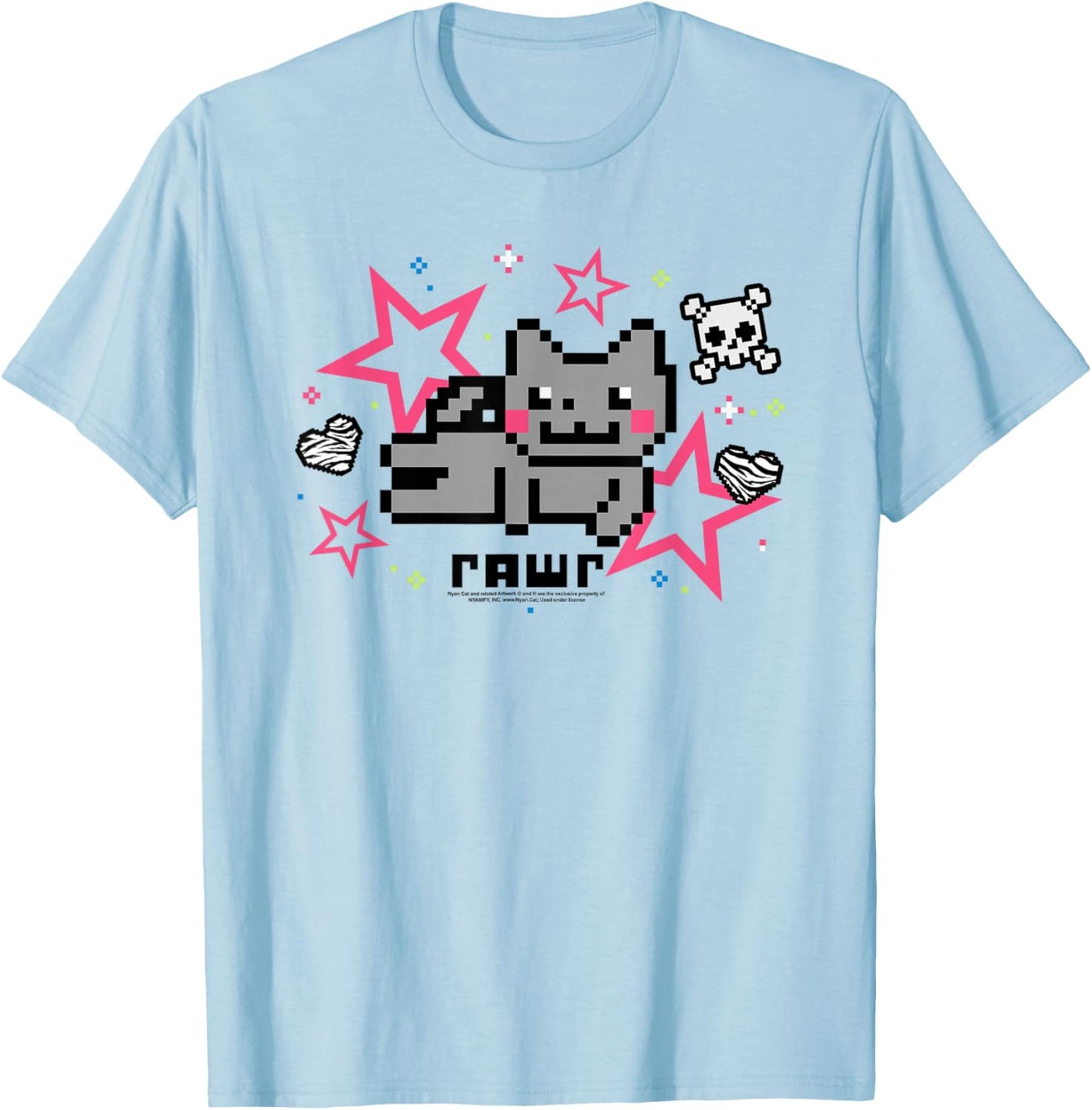 Nyan Cat Rawr Pink Scene Collage Internet Meme Funny Kitty T-Shirt - T-Shirt | Light Blue
