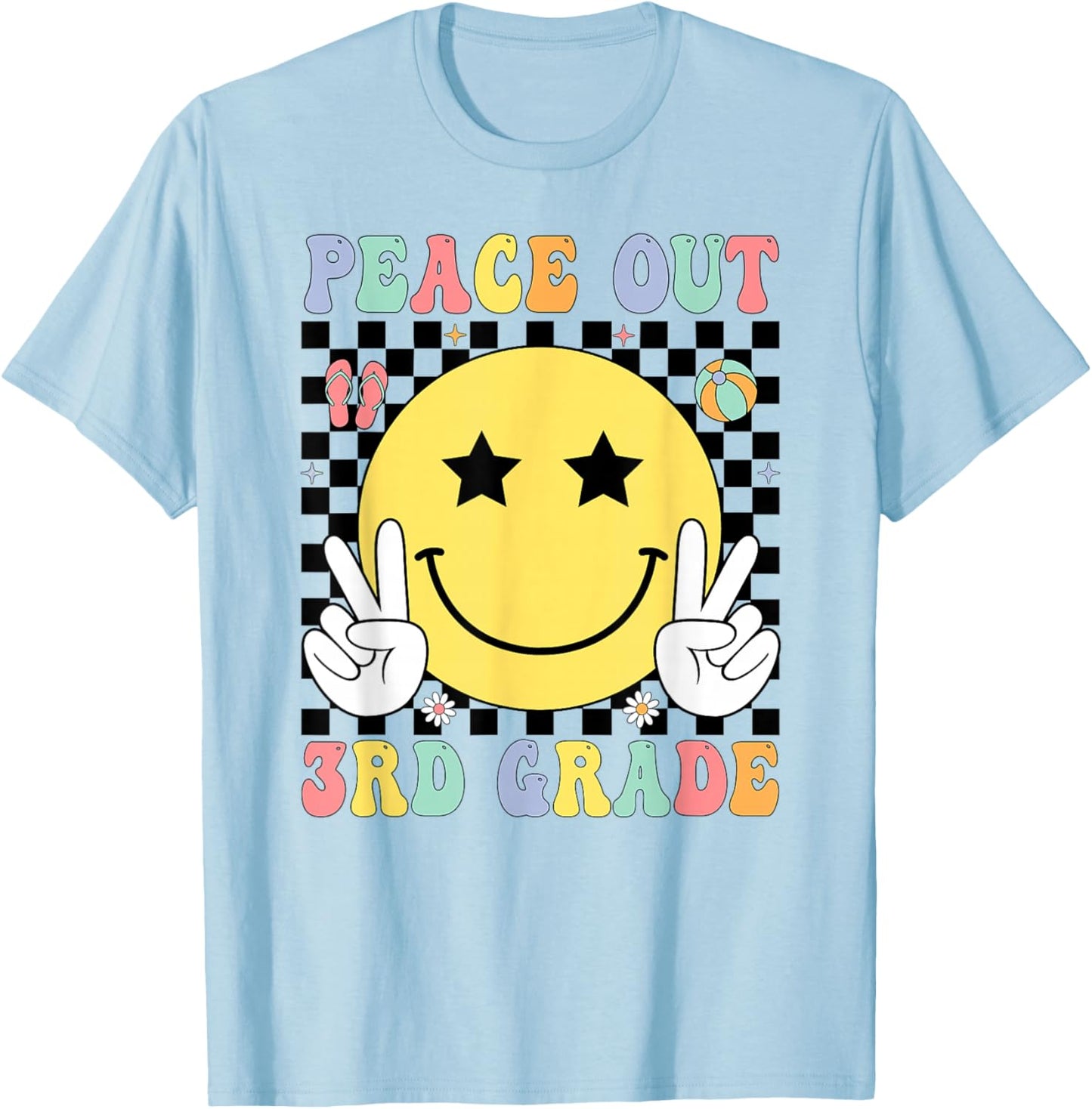 Peace Out 3rd Grade Graduation Last Day School Third Grade T-Shirt - T-Shirt | Light Blue