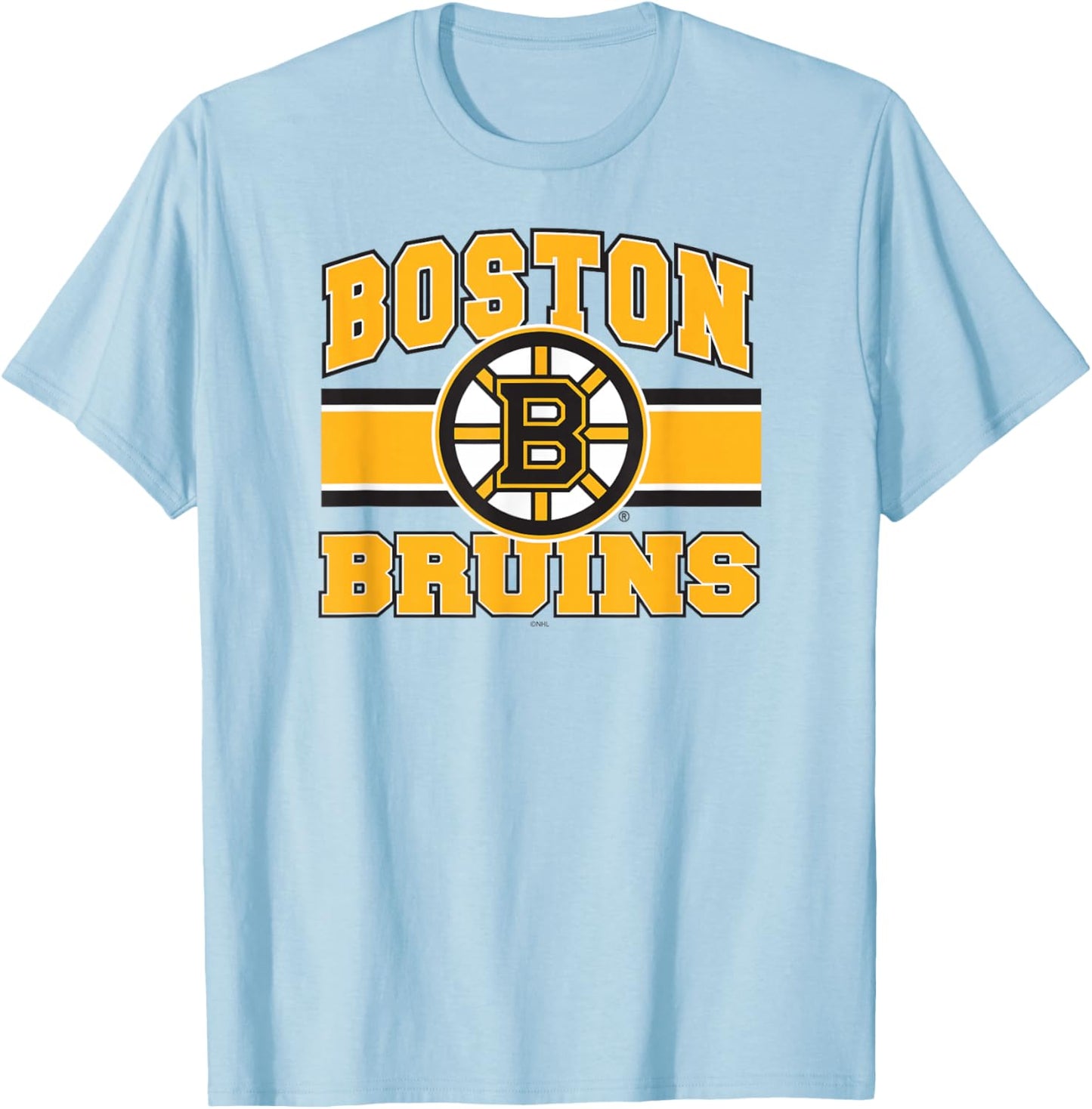 Boston Bruins Stripe Gray Officially Licensed T-Shirt - T-Shirt | Light Blue