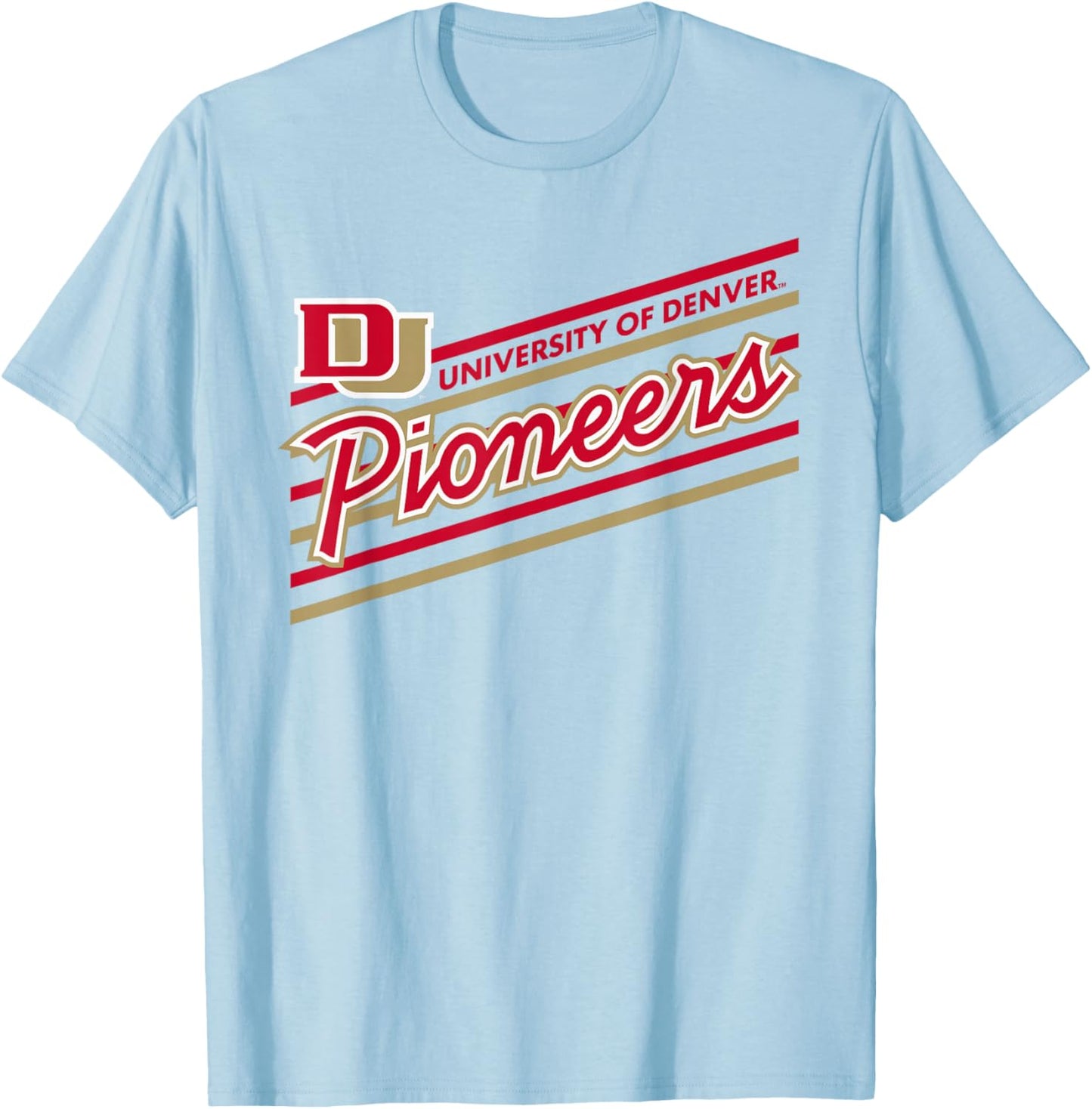 Denver Pioneers Retro Performer Gray Officially Licensed T-Shirt - T-Shirt | Light Blue