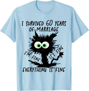 Diamond Wedding I Survived 60 Years Of Marriage T-Shirt - T-Shirt | Light Blue
